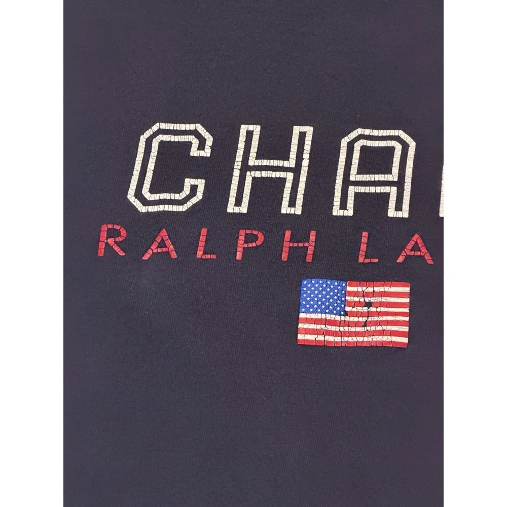 Chaps Ralph Lauren Vintage Flag Graphic Navy Blue Mens Size XL